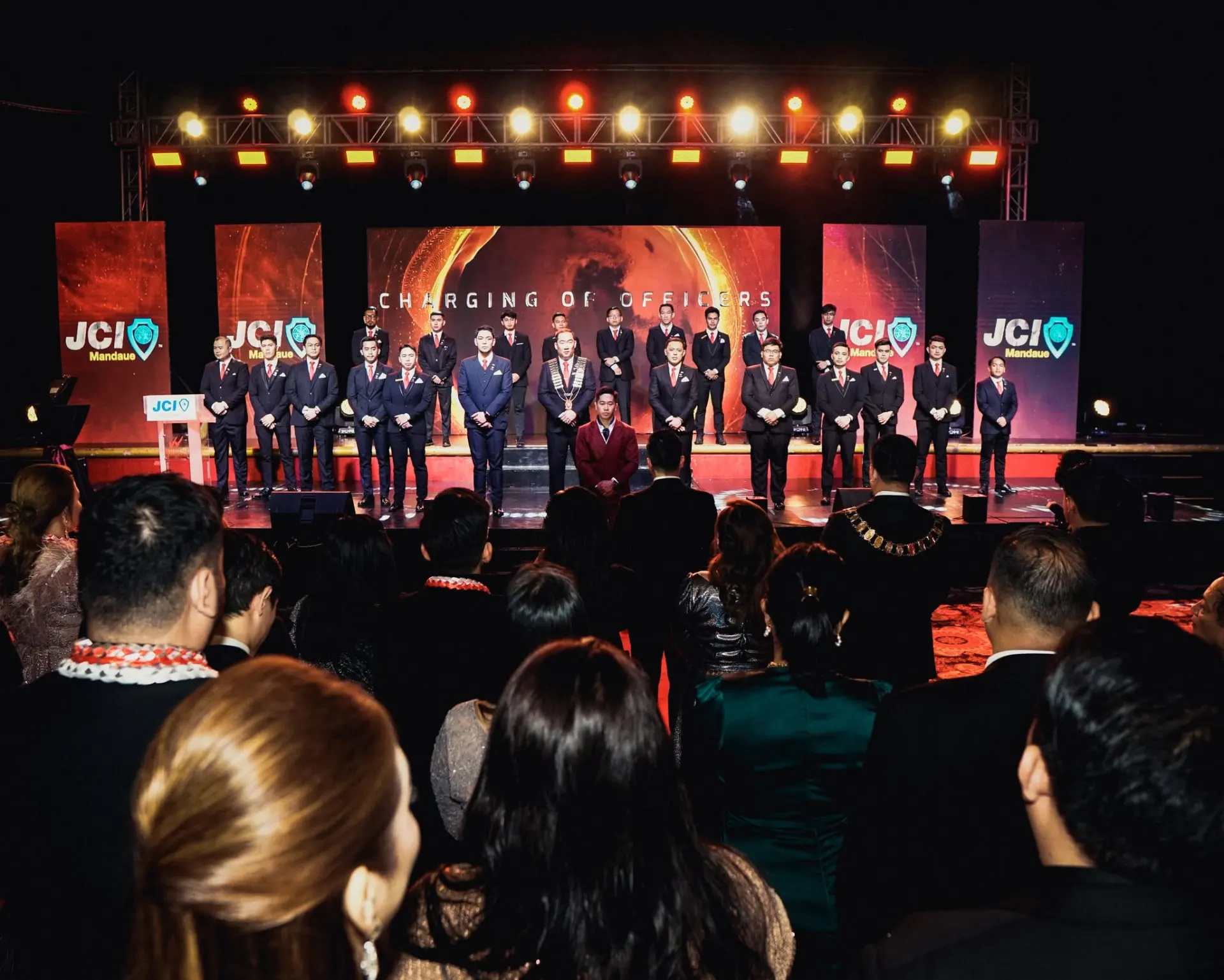 JCI Mandaue officers on stage at the Charging of Officers ceremony