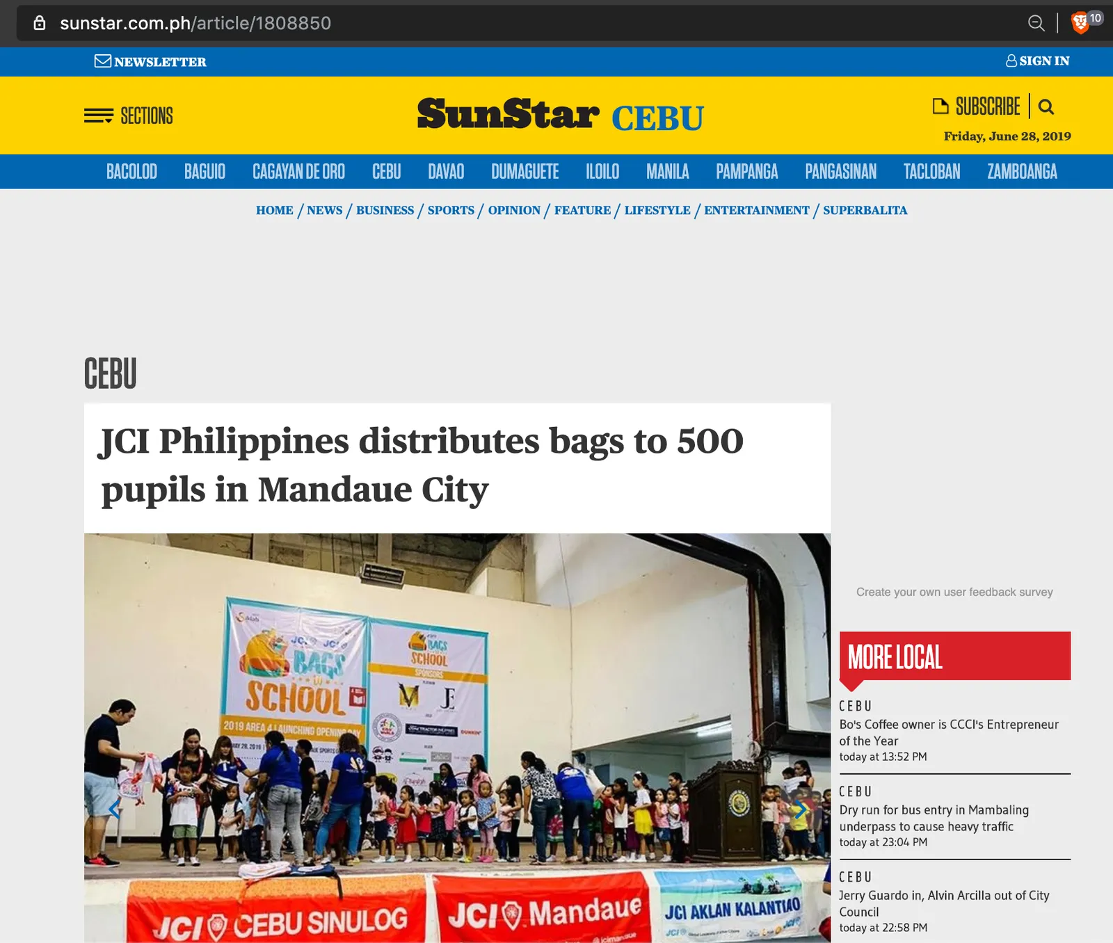 Bags To School: SunStar Daily Press Release
