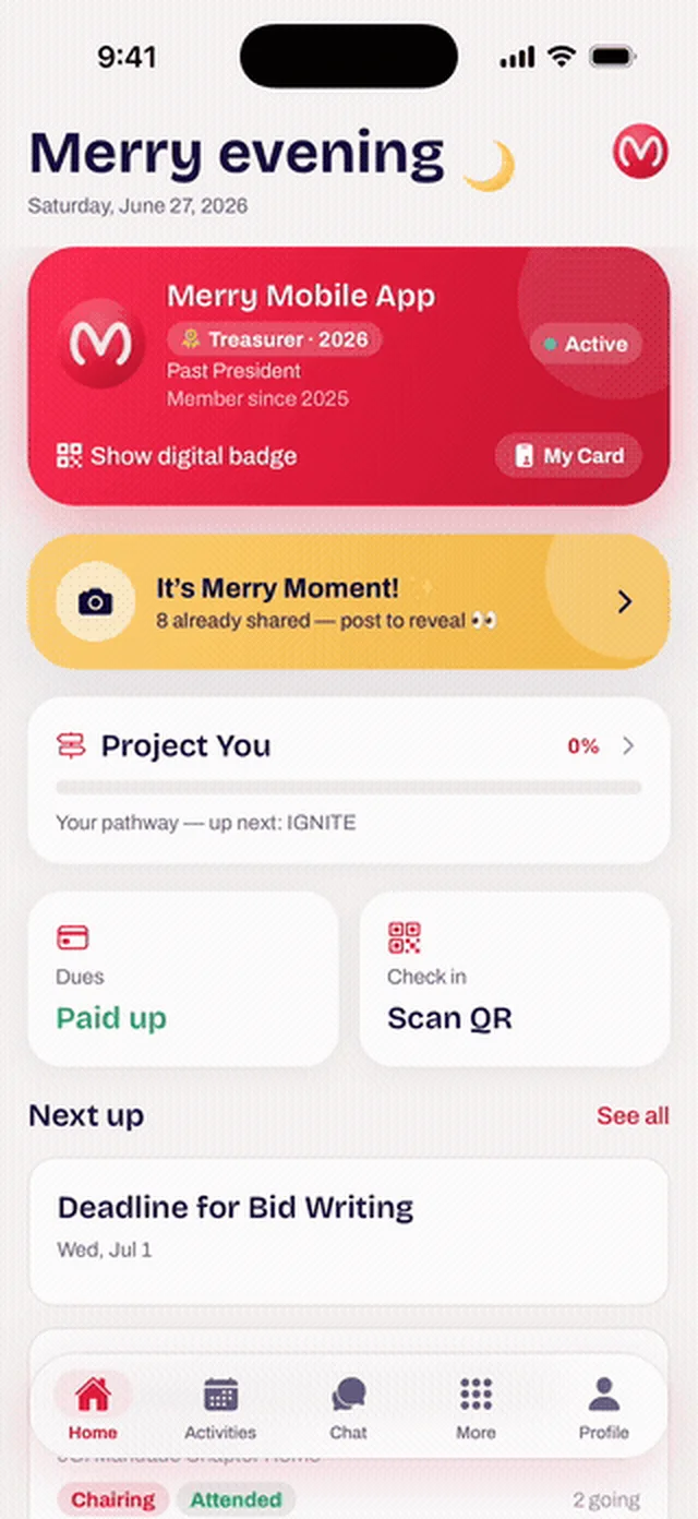 Merry Mobile home screen