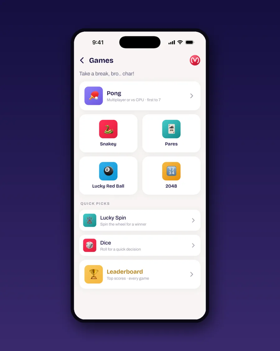 Play and move together — Merry Mobile screen