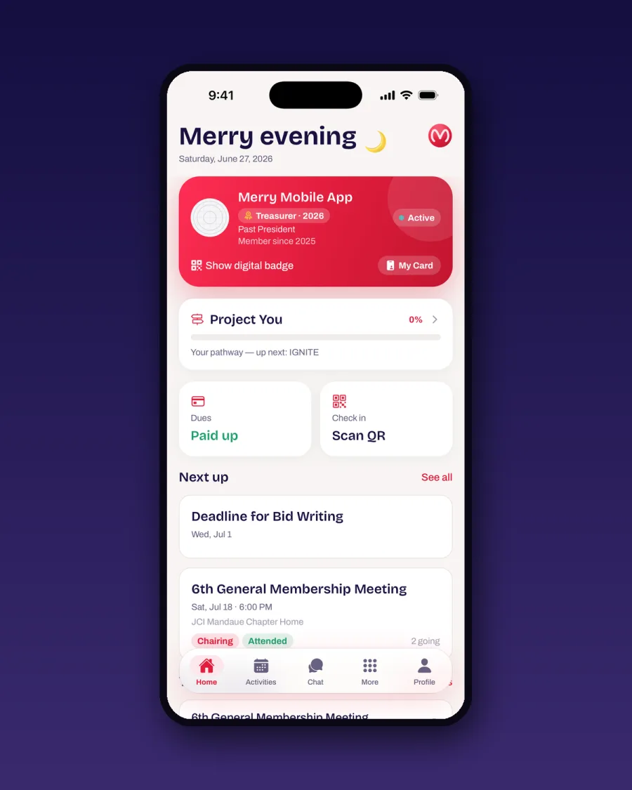 The home dashboard