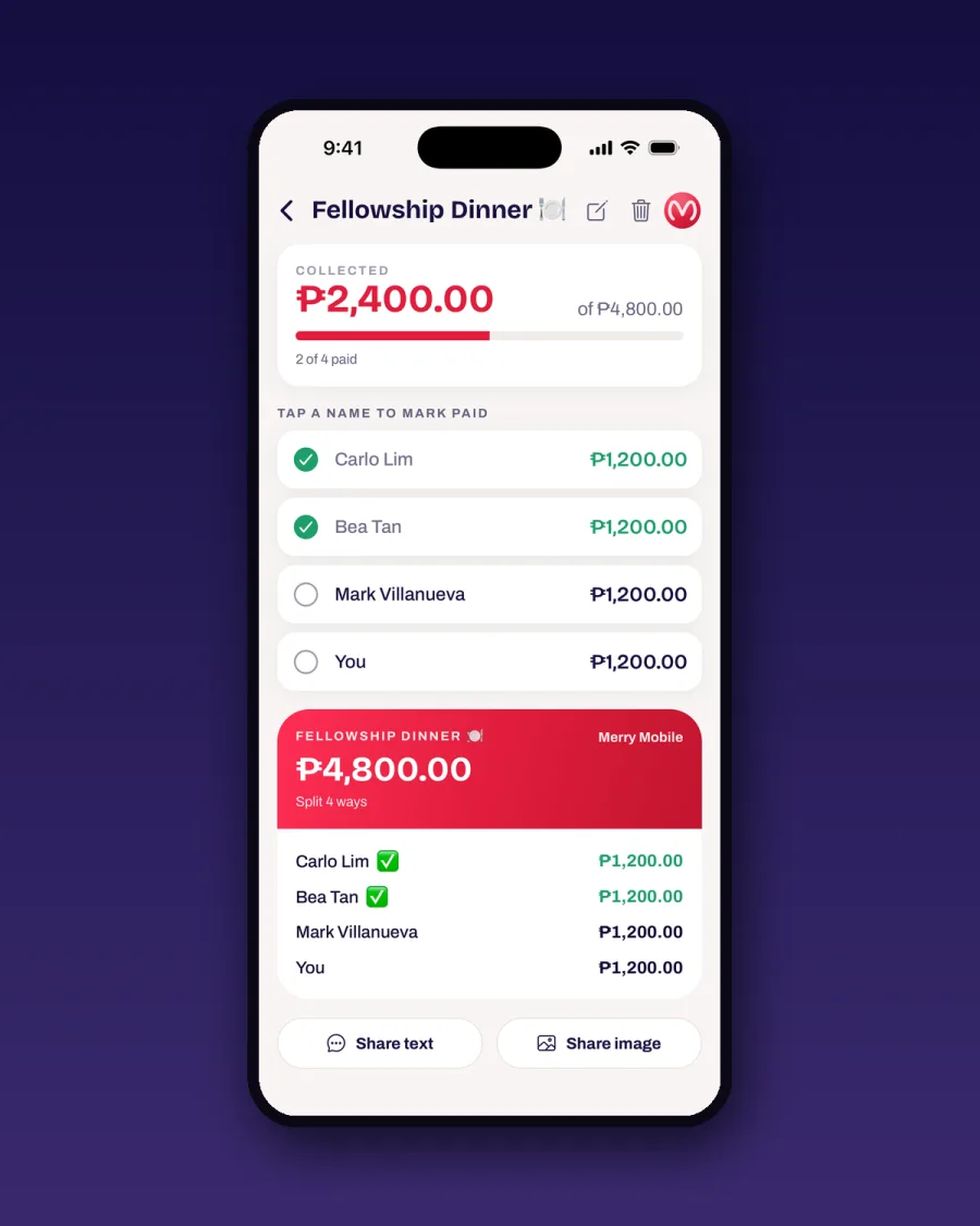 Red Ledger — split bills