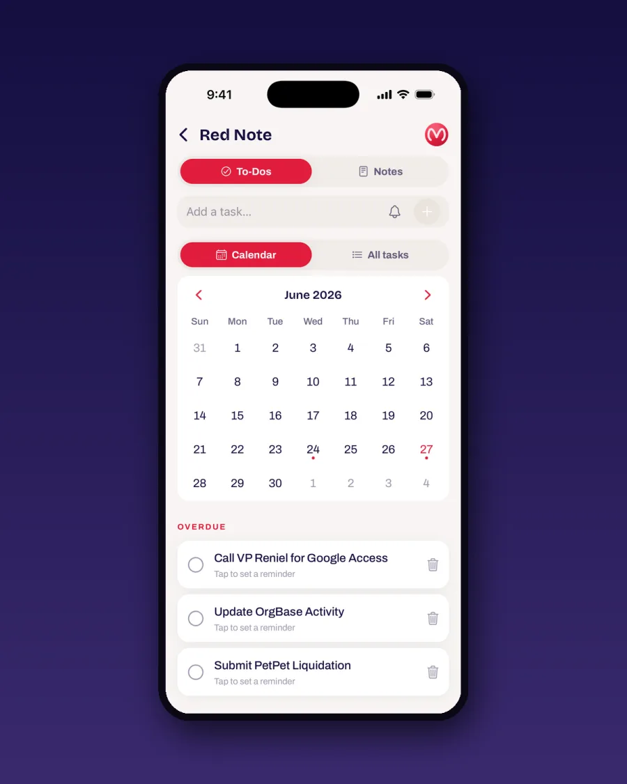 Red Note — notes and to-dos